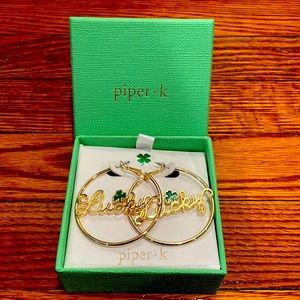 Piper K hoop lucky shamrock earrings